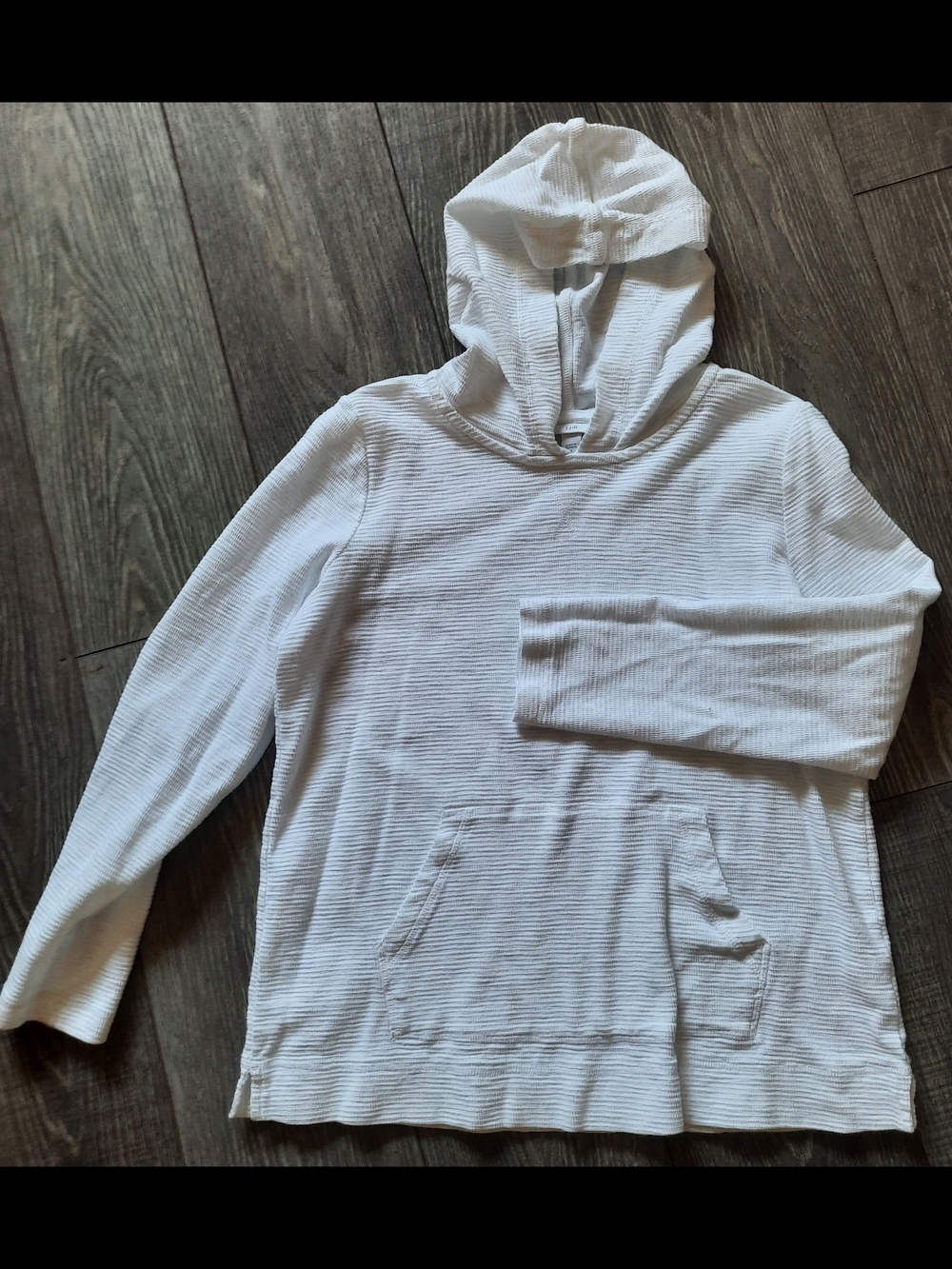 J. Jill Women's White Ribbed Hooded Pullover Small